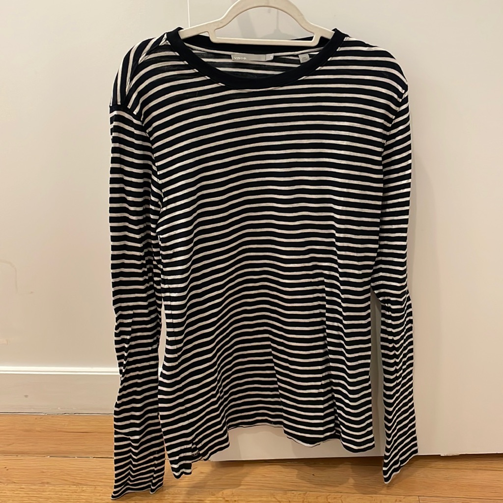Vince Stripe Long Sleeve Crew Neck T-Shirt